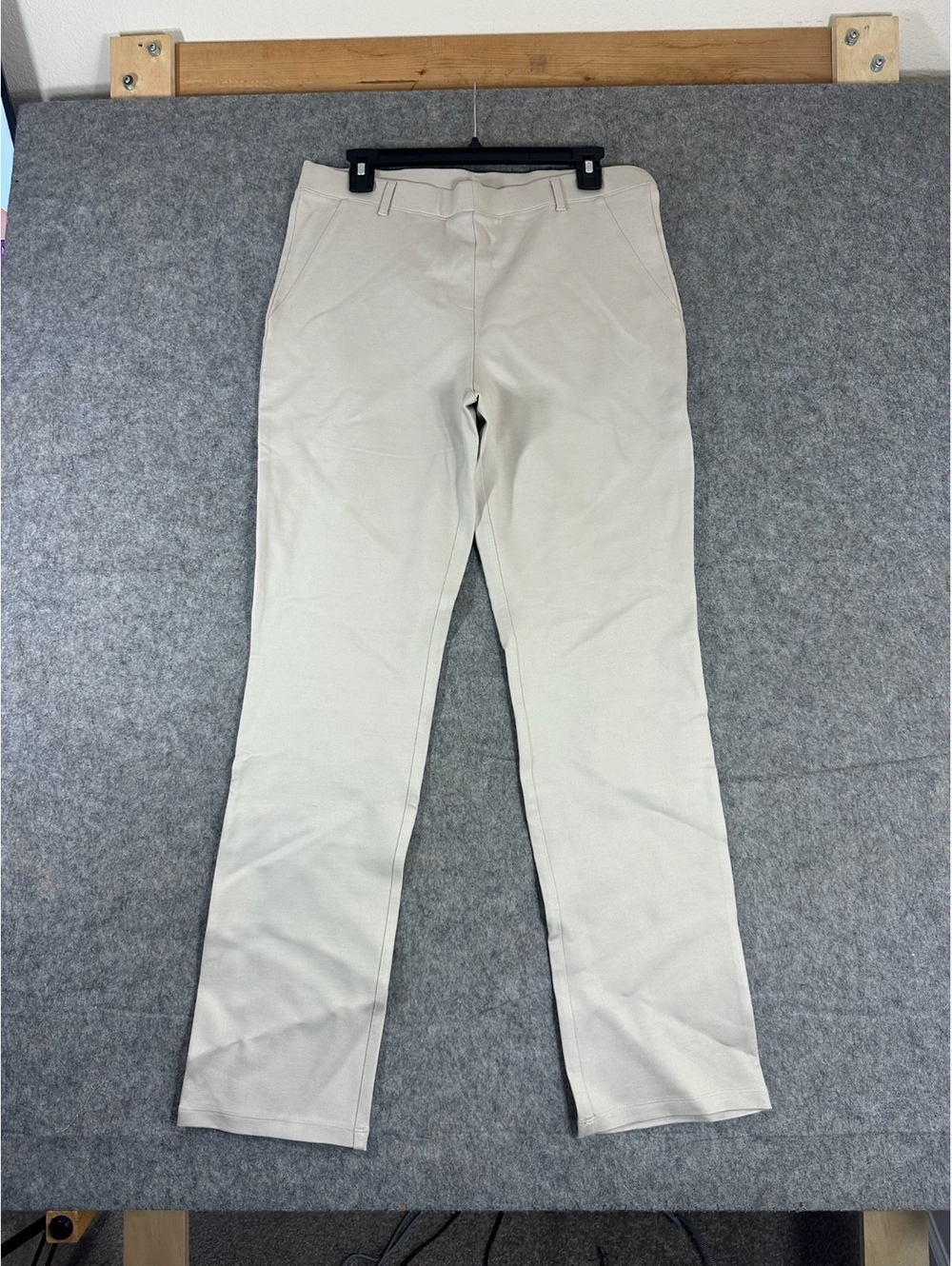 Quince Ultra-Stretch Ponte Straight Leg Pants Large Beige Work Pants NWT